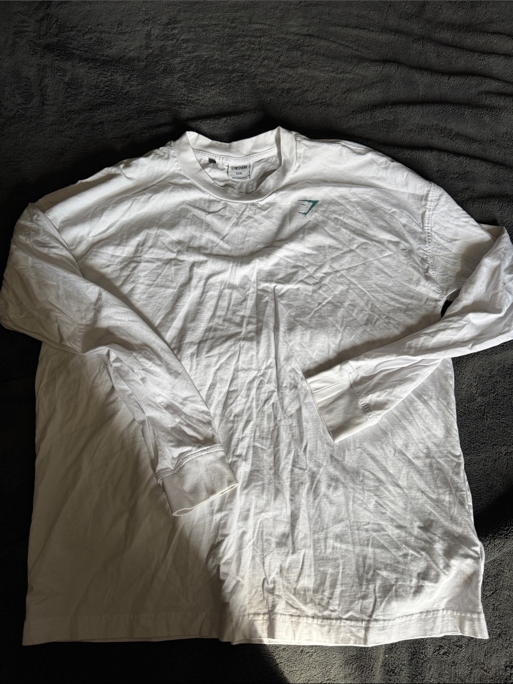 Gymshark White Long Sleeve Tee with Small Logo